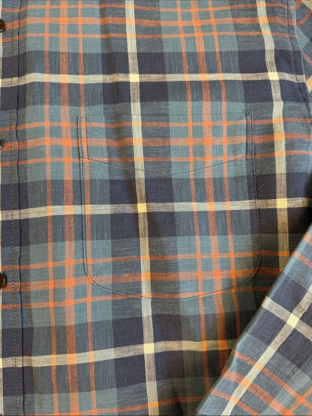 J.Crew Men’s Large 100% Cotton Plaid Button-Down Shirt Blue Orange Long Sleeve
